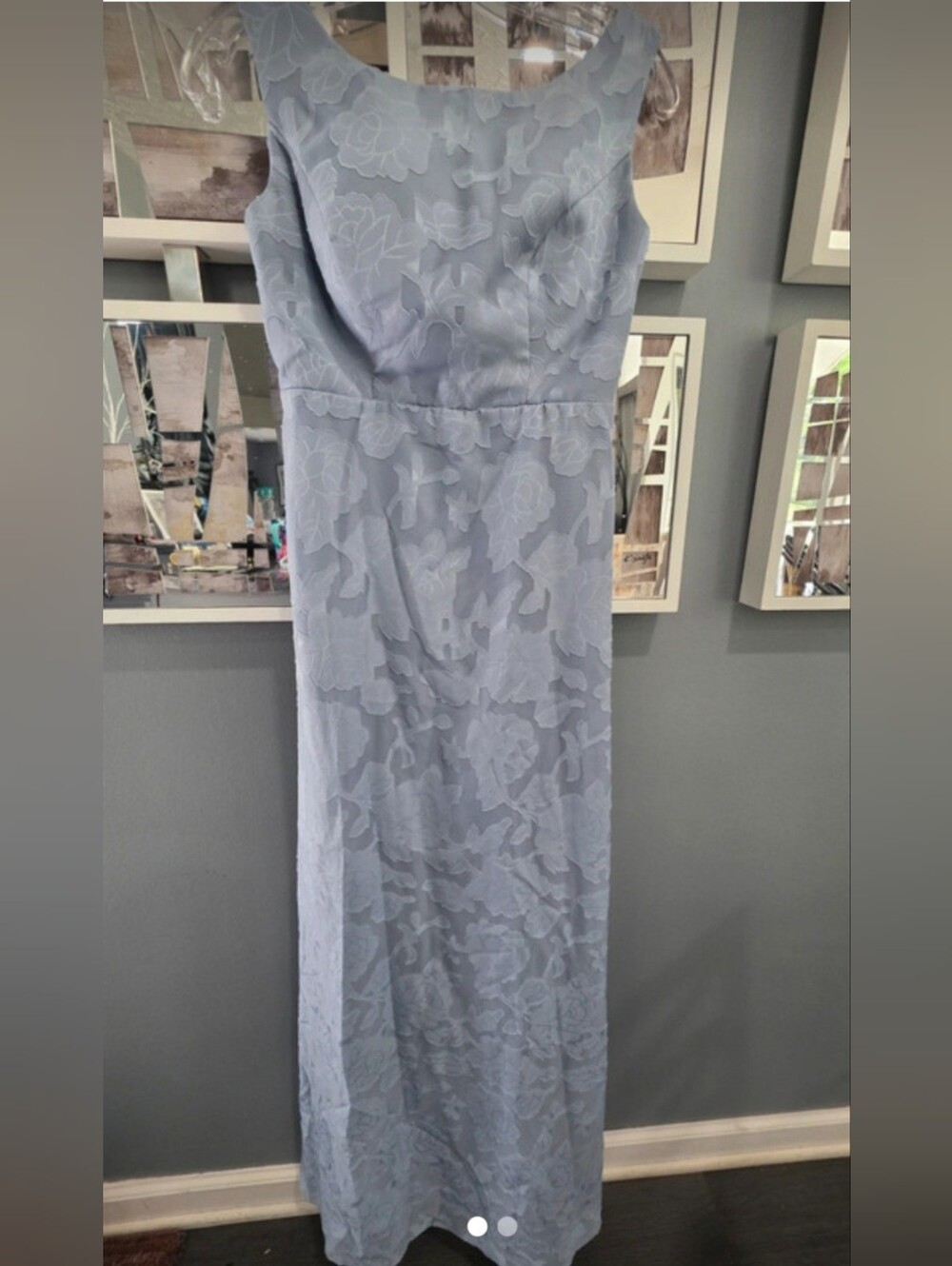 Elegant Light Blue Floral Maxi Dress. Size 2